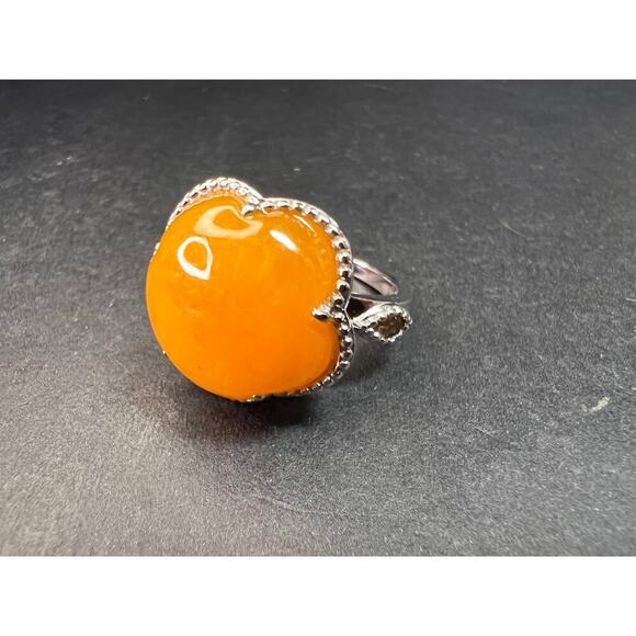 NEW Yellow Jade cherry blossom ring in sterling silver size 9 - Picture 2 of 10